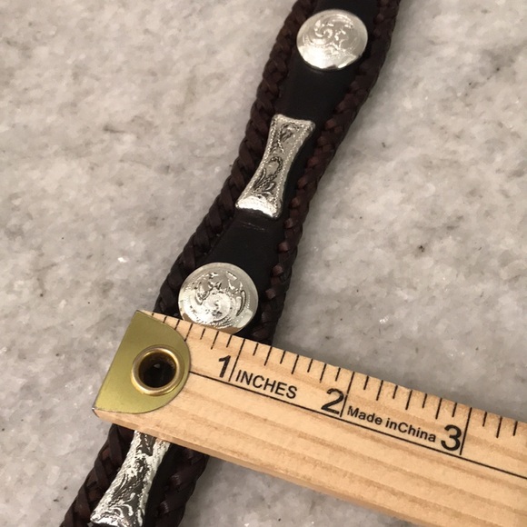 Vintage Nadine Western Belt Womens 32 Brown Leather Conchos Cowboy Rodeo USA - Picture 10 of 10